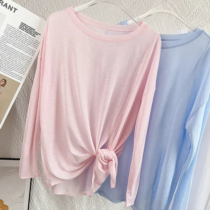 Women's Fitness Sports T-shirt Loose Long Sleeve Breathable Comfort Side-Opening Design Running Fitness Leisure Outdoor Yoga Top