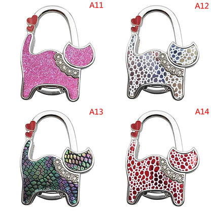 Protable Cat Shape Metal Bag Table Edge Hanger Holder Tiny Hooks Folding Bag Purse Hanger Handbag Hook Purse Tote Home Storage