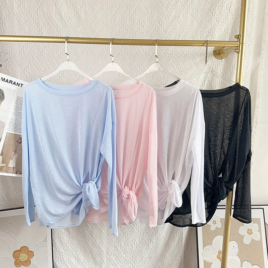 Women's Fitness Sports T-shirt Loose Long Sleeve Breathable Comfort Side-Opening Design Running Fitness Leisure Outdoor Yoga Top