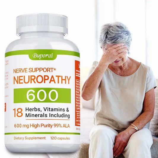 Neuropathy Support Supplement 600mg - Antioxidant, Promotes Nerve Health, Cellular Energy, Metabolism and Anti-aging, Non-GMO