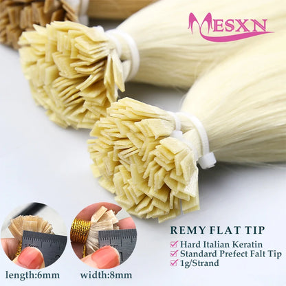High Quality Straight Flat Tip Hair Extensions  100% Real Human Hair Fusion Hair Extensions  Brown Blonde Color 1g/Strand