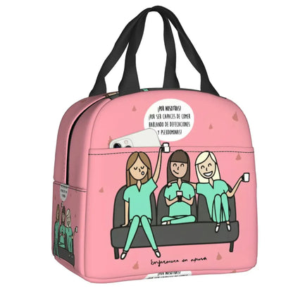 Custom Enfermera En Apuros Doctor Nurse Medical Health Insulated Lunch Bag for Women Portable Cooler Thermal Lunch Box School