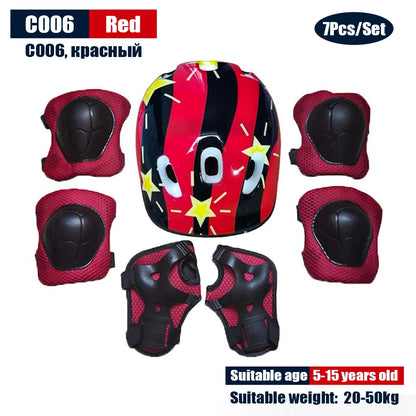 Kids Adjustable Helmet Protective Gear Set Sports Knee Elbow Wrist Pads for Children Boys Girls Bike Skateboard Scooter Roller