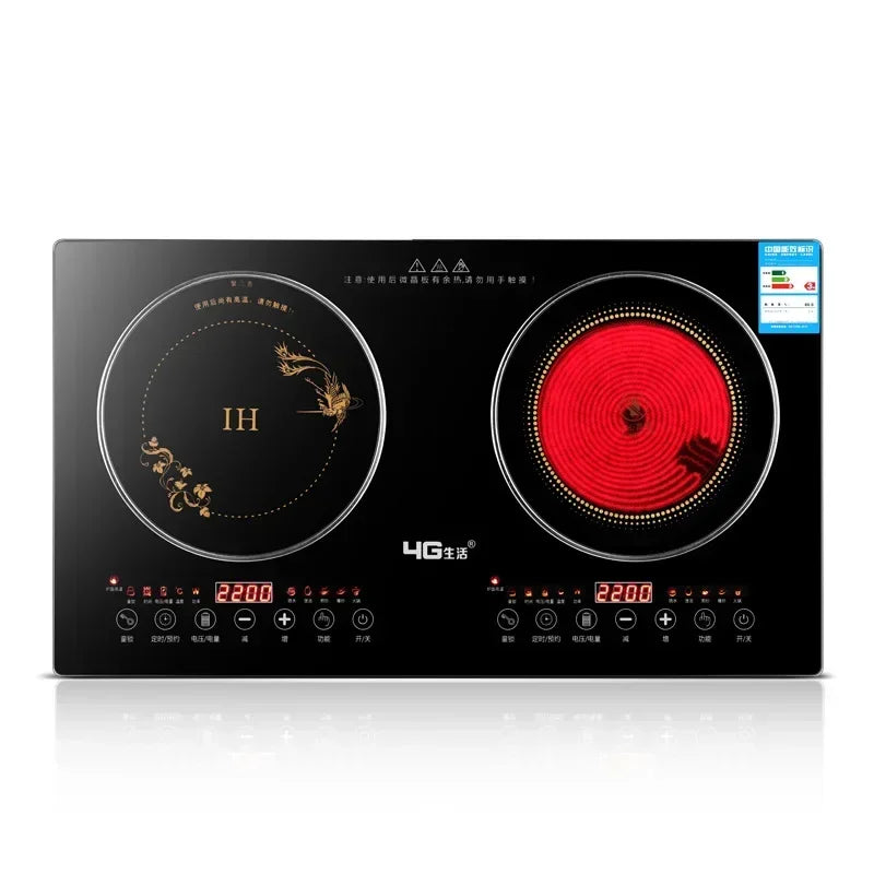 Double-Stove Induction Cooker Household Embedded Panel Cooktop Stove And Ceramic Stove Embedded Dual-Use Independent Control