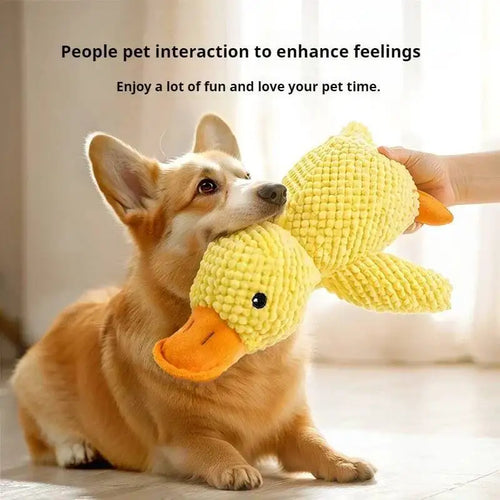 Squeaky Plush Duck Dog Toy Bite Resistant Puppy Chew Toy Teeth Grinding Companion Sleep Toy