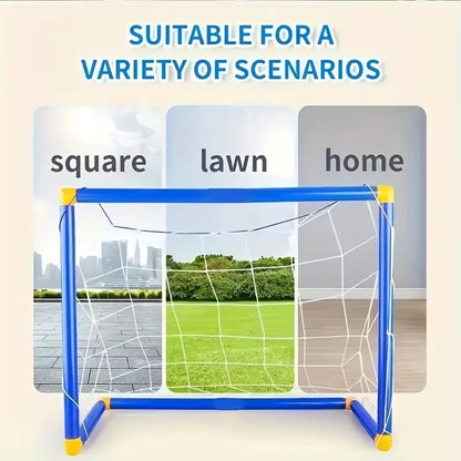 Kids Mini Football Goal Set, Portable Soccer Net with Ball & Pump, Indoor Outdoor Sports Toy for Boys Girls, Backyard Beach Play