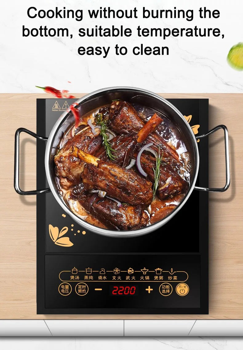 DMWD Electric Magnetic Induction Cooker Household Waterproof Small Hot Pot Heating Stove Touchpad Stir-fry Dish Cooking Oven EU
