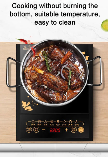 DMWD Electric Magnetic Induction Cooker Household Waterproof Small Hot Pot Heating Stove Touchpad Stir-fry Dish Cooking Oven EU