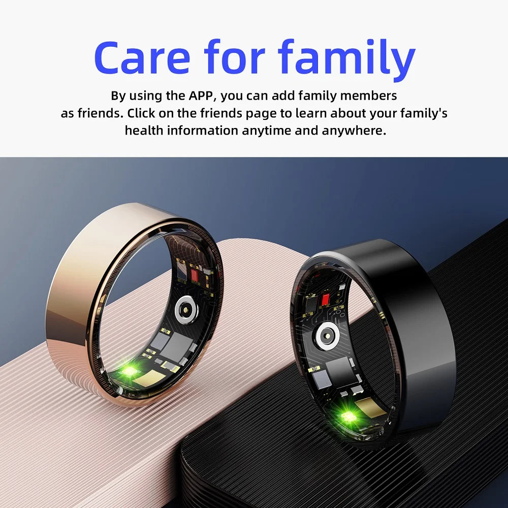 Health Smart Ring Couple Men Women Care For Family Sports Fitness 24H Heart Rate Blood Oxygen Sleep Monitoring IP68 Waterproof