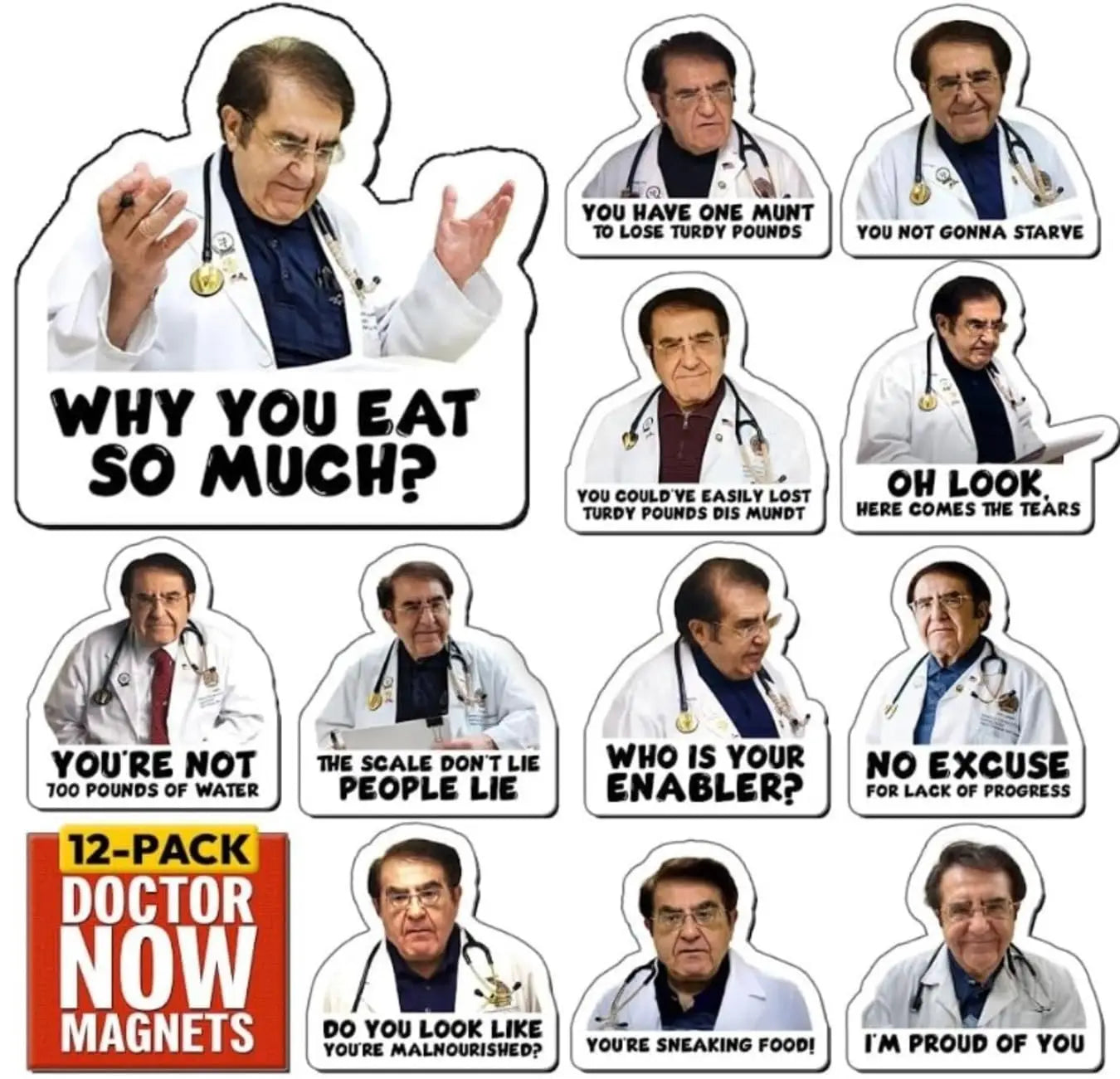 12PCS Dr Now Magnets Fridge, Dr. Nowzaradan Fridge Magnet Diet Plan Book, Stay Healthy, Funny Refrigerator Magnets