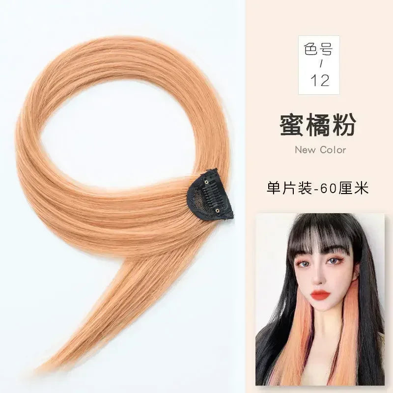 60cm Hair Extension Clip In Hairpiece Long Straight Hanging Ear Wig Clip Synthetic Hair Extensions Accessories Hairpiece Hairpin