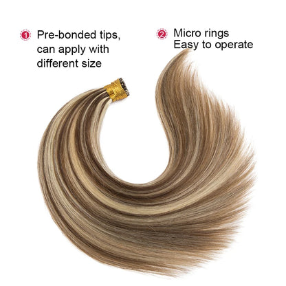 ITIP Hair Extension Human Hair for Women Straight Real Brazilian Human Hair 50 Strands Pre-bonded Highlight ITIP Hair Extensions