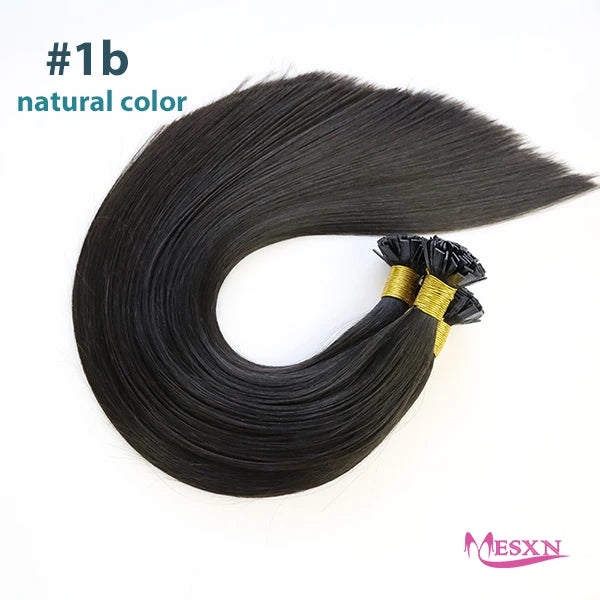 High Quality Straight Flat Tip Hair Extensions  100% Real Human Hair Fusion Hair Extensions  Brown Blonde Color 1g/Strand