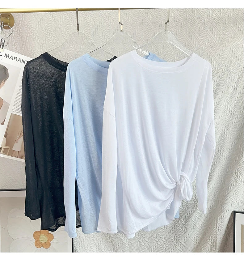 Women's Fitness Sports T-shirt Loose Long Sleeve Breathable Comfort Side-Opening Design Running Fitness Leisure Outdoor Yoga Top