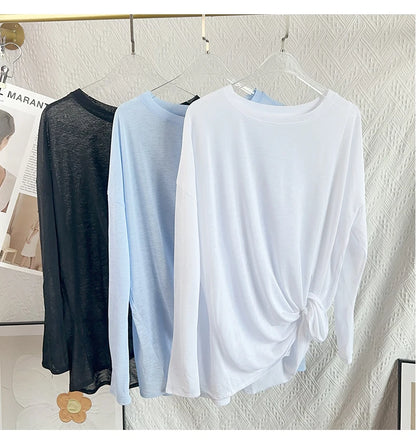 Women's Fitness Sports T-shirt Loose Long Sleeve Breathable Comfort Side-Opening Design Running Fitness Leisure Outdoor Yoga Top