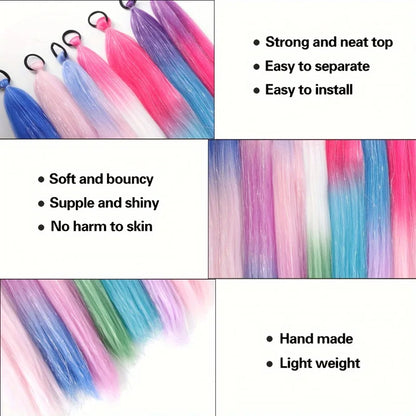 26 inch synthetic hair extension two-piece set with elastic band, durable and easy to style, suitable for daily wear