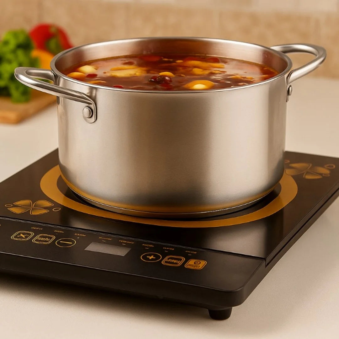 2200W Induction Cooktop With 10 Power Levels Glass Surface Non-Slip Design Intelligent Temperature Control EU Plug