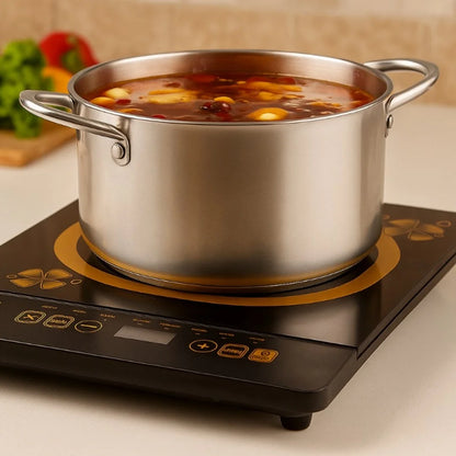 2200W Induction Cooktop With 10 Power Levels Glass Surface Non-Slip Design Intelligent Temperature Control EU Plug