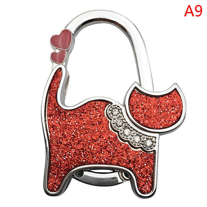 Protable Cat Shape Metal Bag Table Edge Hanger Holder Tiny Hooks Folding Bag Purse Hanger Handbag Hook Purse Tote Home Storage