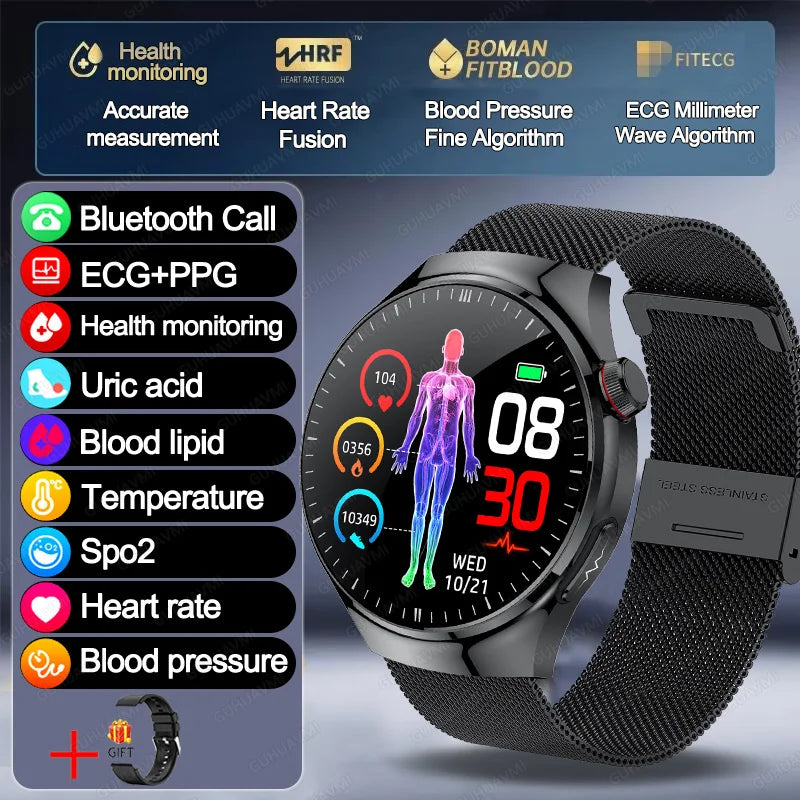 2026 New Non Invasive Health Monitoring Smartwatch Blood Lipids Uric Acid Heart Rate Body Temperature Bluetooth Call Smart Watch