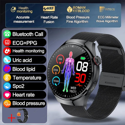 2026 New Non Invasive Health Monitoring Smartwatch Blood Lipids Uric Acid Heart Rate Body Temperature Bluetooth Call Smart Watch