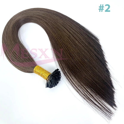 High Quality Straight Flat Tip Hair Extensions  100% Real Human Hair Fusion Hair Extensions  Brown Blonde Color 1g/Strand