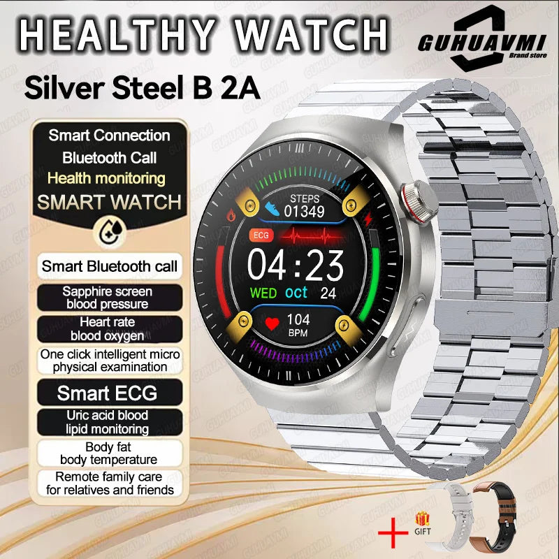 2025 Fashion New Men Dody Health Monitoring Smart Watch Blood Pressure Blood Lipid Uric Acid ECG+PPG NFC HD Bluetooth Call Watch