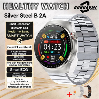 2025 Fashion New Men Dody Health Monitoring Smart Watch Blood Pressure Blood Lipid Uric Acid ECG+PPG NFC HD Bluetooth Call Watch