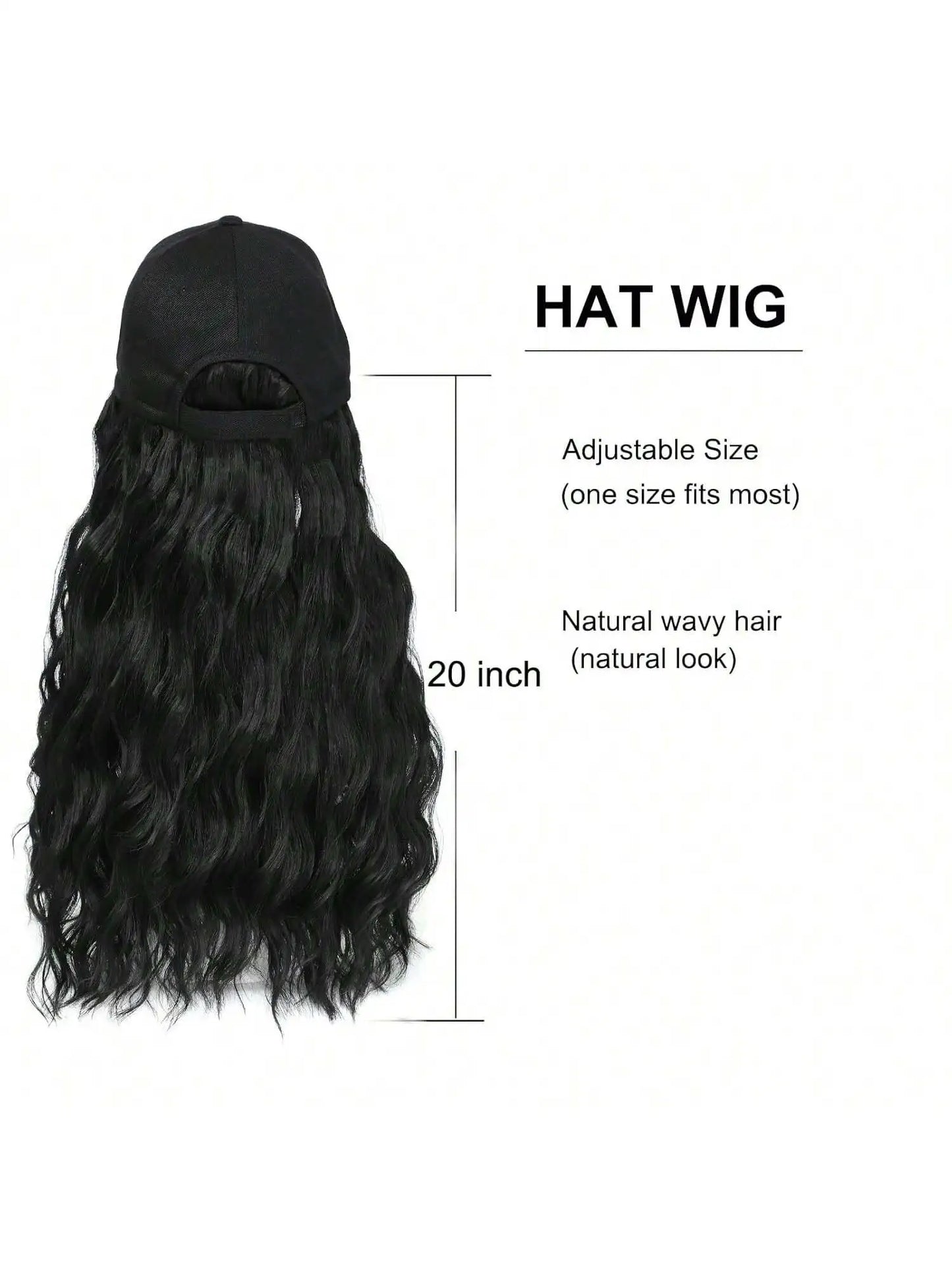 Baseball Cap Wig Long Natural Wavy Hair Extensions With Hat Heat Synthetic Fiber Extensions Adjustable Hat Wig for Women