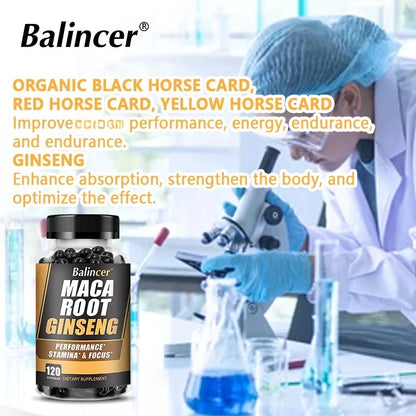 Balincer Men's Health Maca Root Ginseng Extract - Energy Supplement - For Endurance, Strength, Muscle Supplement