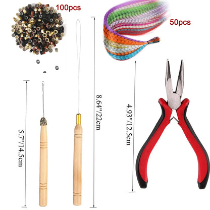 Hair Feathers Extension Kit -50pcs Synthetic Feather Hair Extensions Hair Pieces And 100 Pcs Silicon Micro Link Beads&3 Pcs Tool