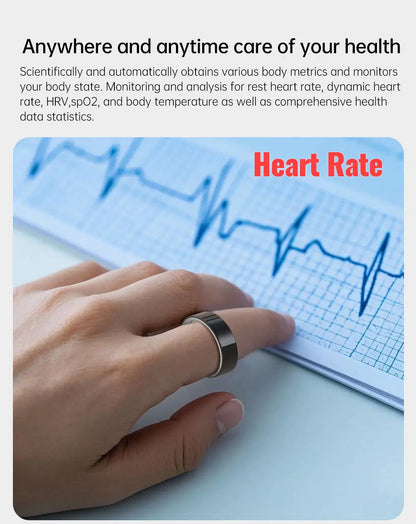 Smart Ring with Notifications and Vibrate, Health Monitoring Stress Monitor, Calls Message Vibration Reminder, Slient Alarm
