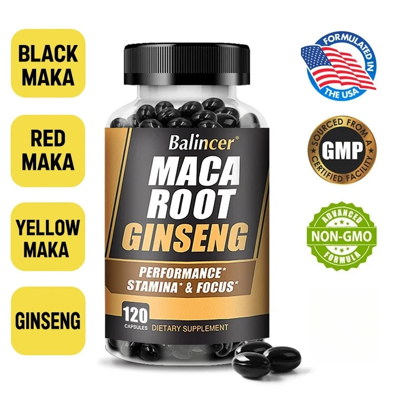 Balincer Men's Health Maca Root Ginseng Extract - Energy Supplement - For Endurance, Strength, Muscle Supplement