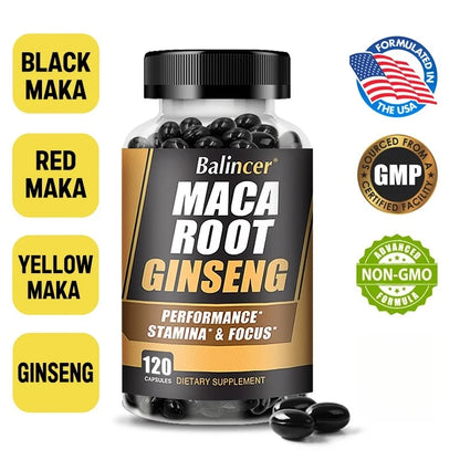 Balincer Men's Health Maca Root Ginseng Extract - Energy Supplement - For Endurance, Strength, Muscle Supplement