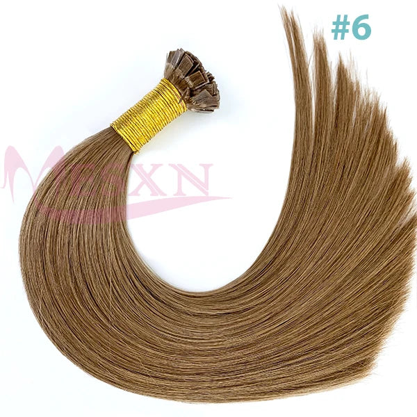 High Quality Straight Flat Tip Hair Extensions  100% Real Human Hair Fusion Hair Extensions  Brown Blonde Color 1g/Strand
