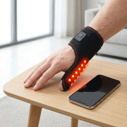 Heating Thumb Wrist Support Brace with Vibration Massager Electric Heated Finger Pad Thumb Stabilizer for Carpal Tunnel Relief