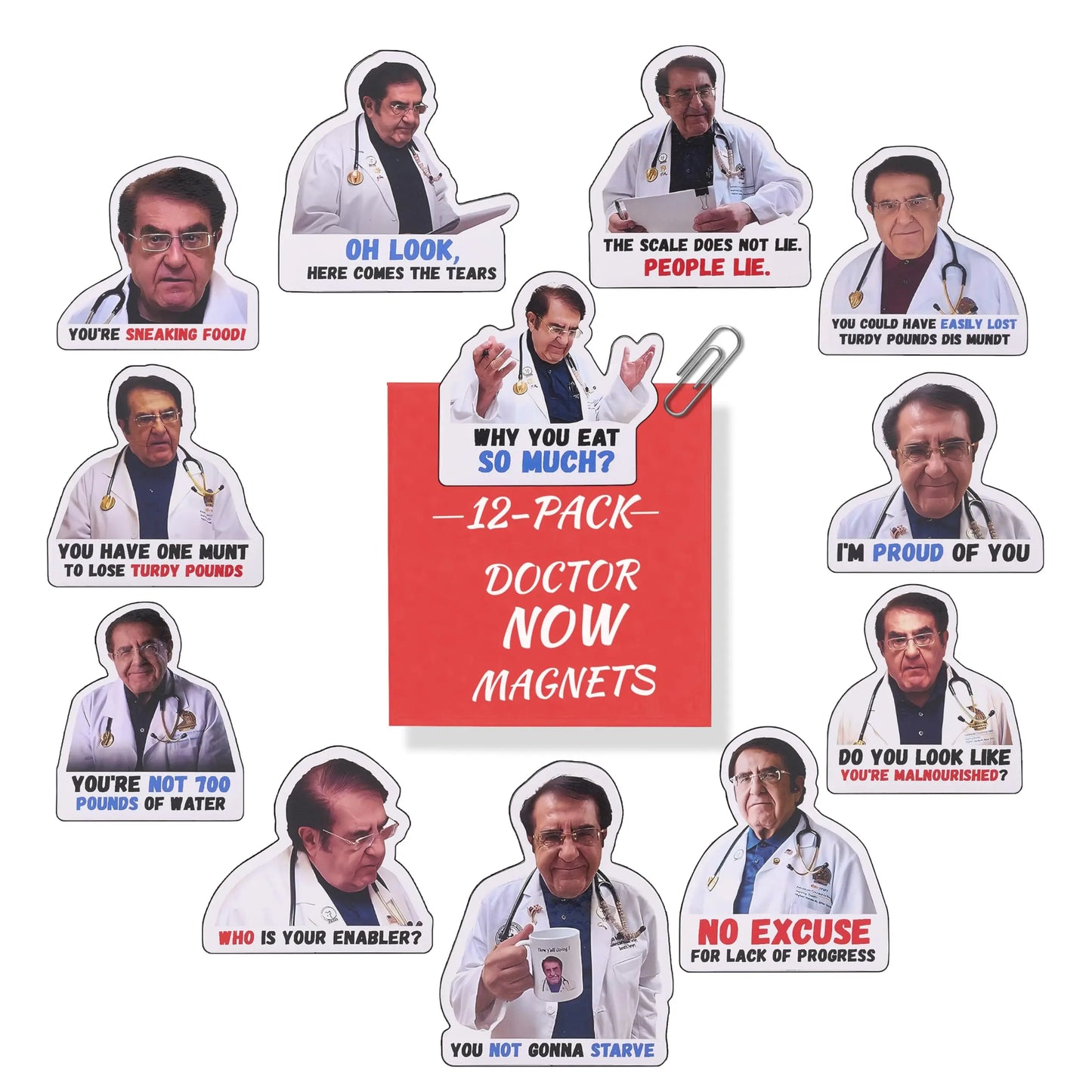 12PCS Dr Now Magnets Fridge, Dr. Nowzaradan Fridge Magnet Diet Plan Book, Stay Healthy, Funny Refrigerator Magnets