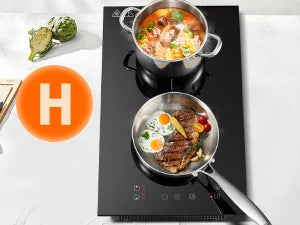 Induction Hob 2 Plates 3300W, 30cm Dual Mode,Touch Control Crystal Glass 9 Heat Settings,Booster Function,Timer, Child Lock