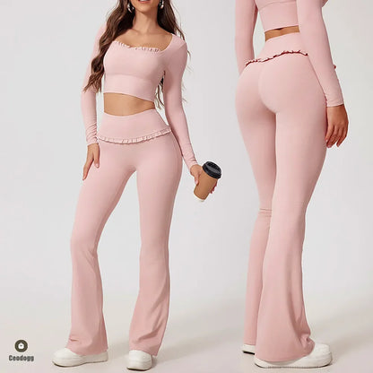 Fitness Sports Long Sleeve Top Running Square Neck Lace Tight Outwear with Chest Pad Long Sleeve Sports Yoga Clothes XP07