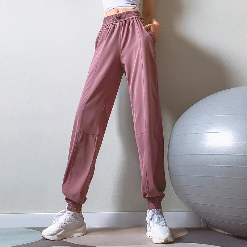 Fitness Sports Pants Women Elastic Band Waist/Foot Quick Dry Loose Cycling Running Yoga Pants Female Streetwear Pantalon Femme