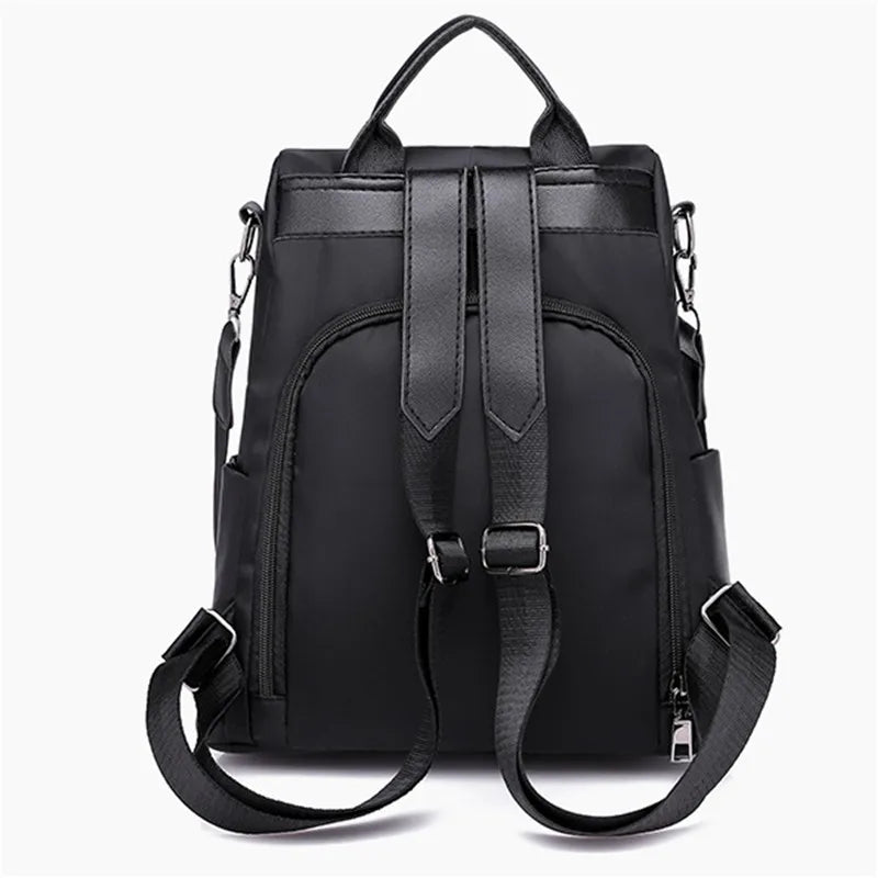 New Women's Multifunction Backpack Casual Nylon Solid Color School Bag For Girls Fashion Detachable Strap Travel Shoulder Bag