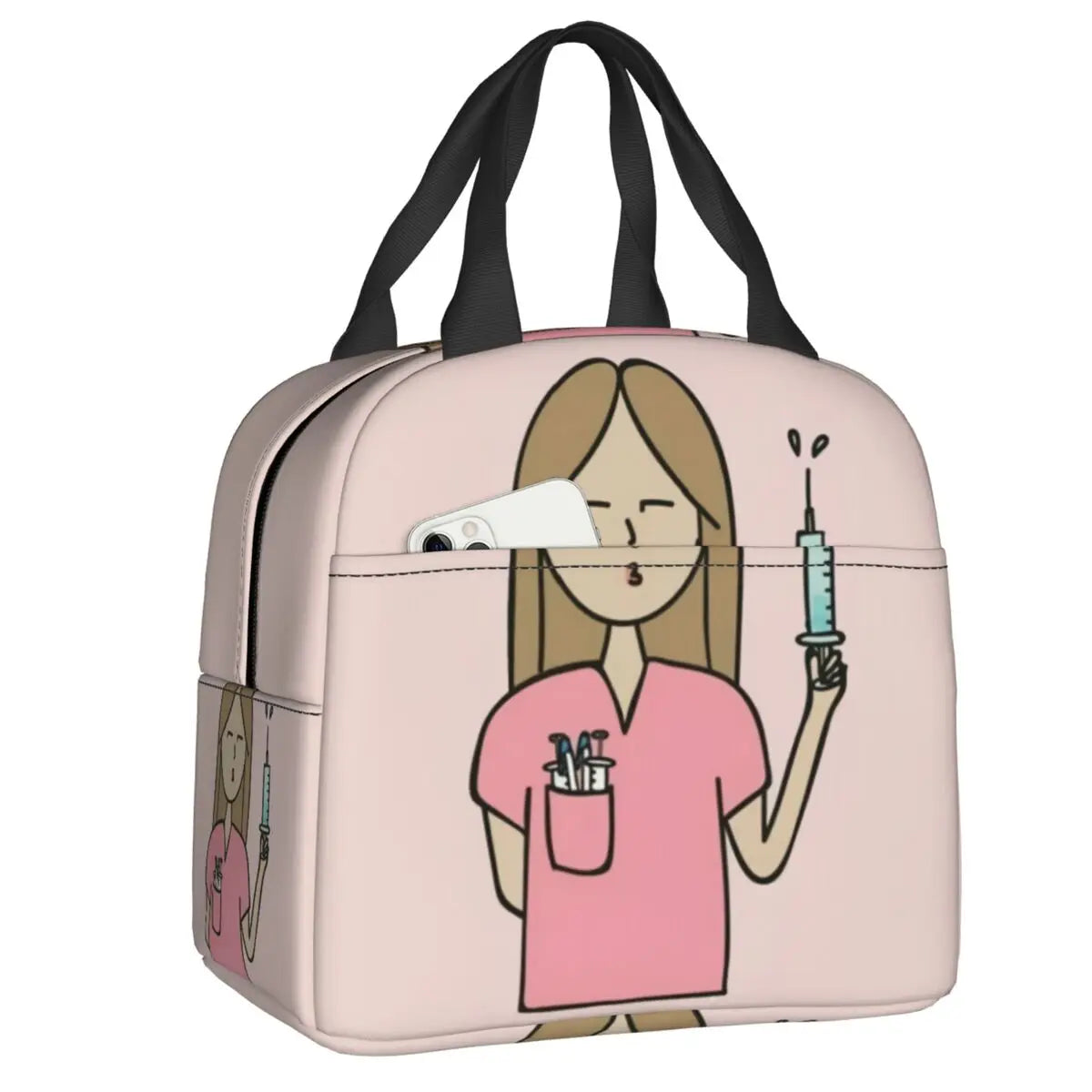 Custom Enfermera En Apuros Doctor Nurse Medical Health Insulated Lunch Bag for Women Portable Cooler Thermal Lunch Box School