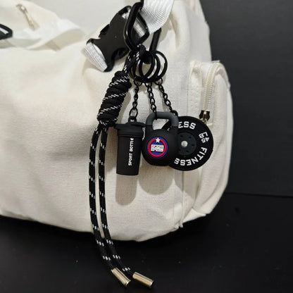 New Fitness Keychain Gym Lovers Fitness Enthusiast Gift Barbell Dumbbell Keychain Fitness Bag backpack Charms
