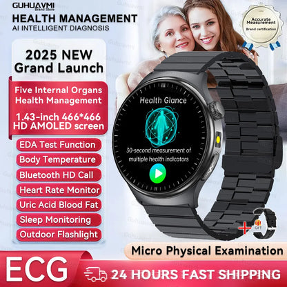 New Upgraded Health Monitoring Uric Acid Blood Pressure Blood Oxygen Heart Health Check Smart Watch ECG smart watches Man 2026