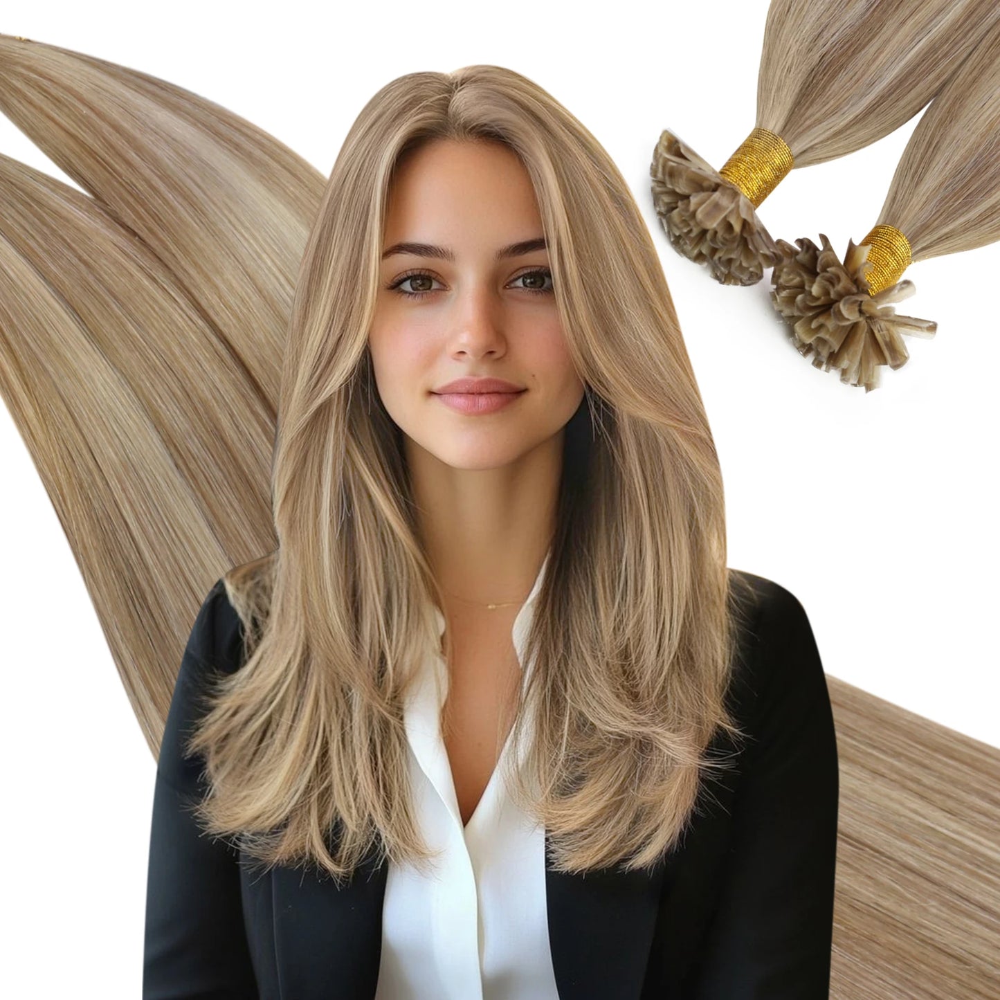 Ugeat U Tip Hair Extension Human Hair 1g/s Nail U Tip Hair For Women 14-24" Pre Bonded Hair Extensions 50g/100g Keratin Tip Hair