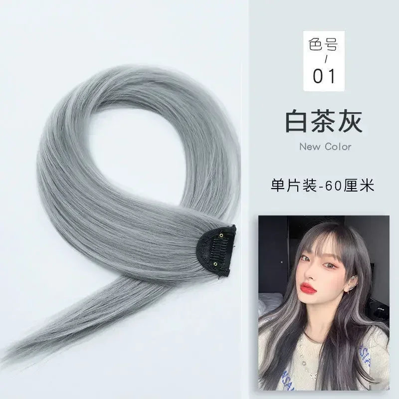 60cm Hair Extension Clip In Hairpiece Long Straight Hanging Ear Wig Clip Synthetic Hair Extensions Accessories Hairpiece Hairpin