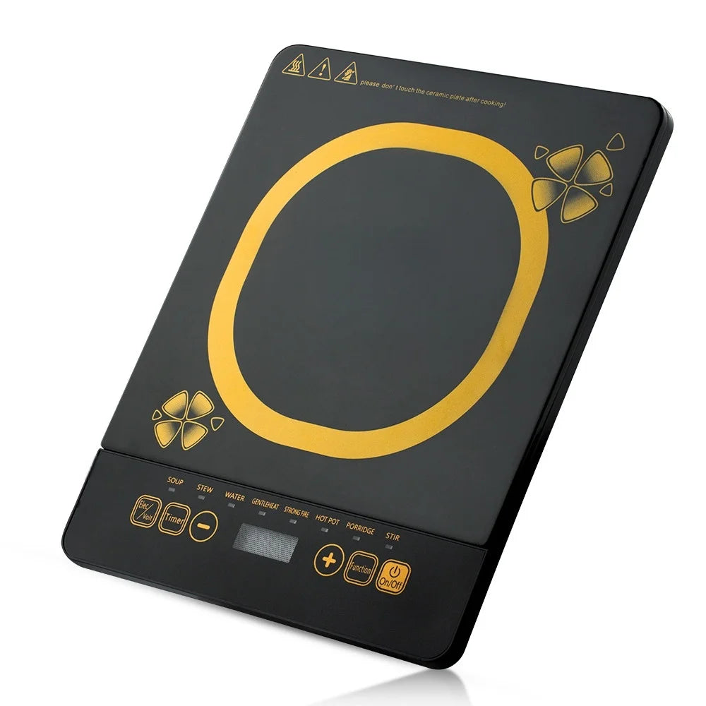 2200W Induction Cooktop With 10 Power Levels Glass Surface Non-Slip Design Intelligent Temperature Control EU Plug