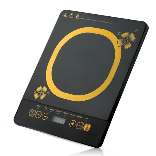 2200W Induction Cooktop With 10 Power Levels Glass Surface Non-Slip Design Intelligent Temperature Control EU Plug