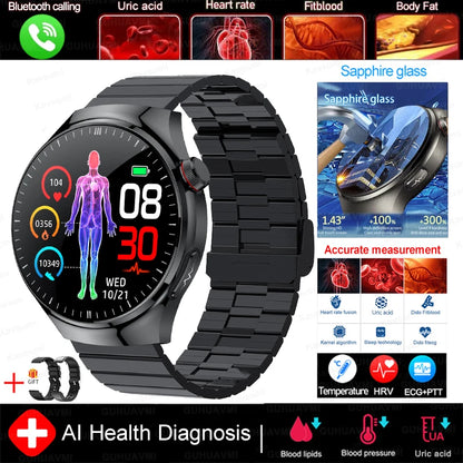 2025 Fashion New Men Dody Health Monitoring Smart Watch Blood Pressure Blood Lipid Uric Acid ECG+PPG NFC HD Bluetooth Call Watch