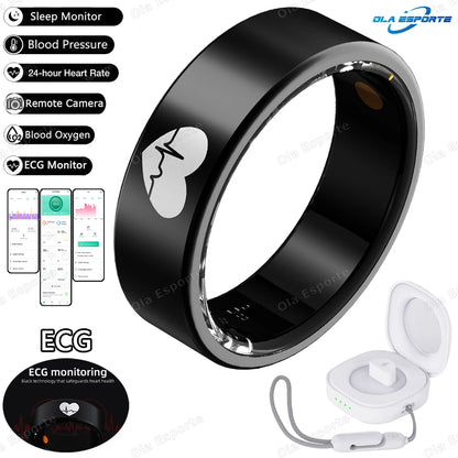 New ECG Monitor Smart Ring Heart Rate Blood Oxygen Health Monitoring Multi-sport Mode Temperature 3ATM Waterproof Smartring 2026